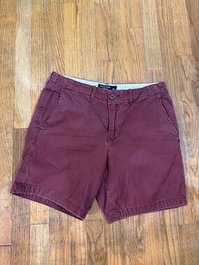 VNTG Abercrombie & Fitch Men's Burgundy Flat-Front Shorts 90s Y2K
